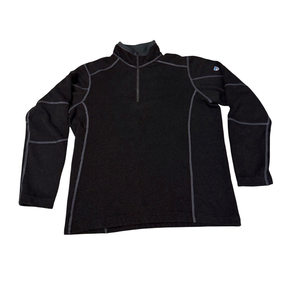 Kuhl Mens Black Quarter Zip Fleece Pullover Contrast Stitching Large